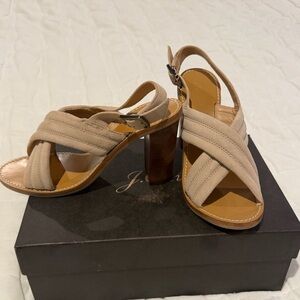J. Crew Marcie NIB Suede Beige Strappy Heels - Size 7.5